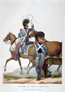 1823年、フランスの王室警備隊の騎兵連隊の制服。 作： Charles Etienne Pierre Motte