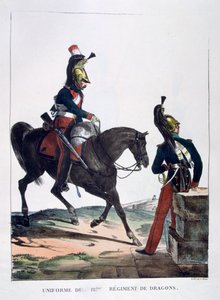 1823年フランスのドラグーン連隊の制服。 作： Charles Etienne Pierre Motte