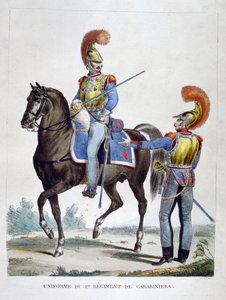 1823年フランスのカラビニエ第1連隊の制服。 作： Charles Etienne Pierre Motte