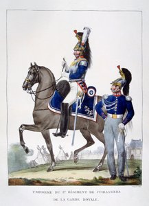 1823年フランスの王室警備隊の第1連隊の制服。 作： Charles Etienne Pierre Motte