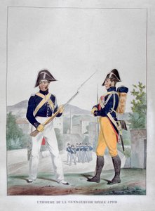 ロイヤルフットジャンダルムの制服、フランス、1823年。 作： Charles Etienne Pierre Motte