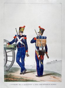 スイスの大砲連隊の制服、1823年。 作： Charles Etienne Pierre Motte