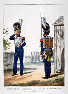 手榴弾の制服.. 1823年のフランスのロイヤルガードの。