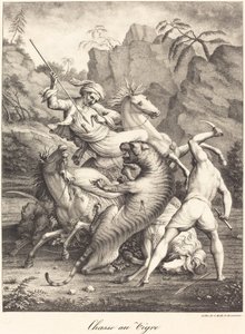 タイガーハント 作： Charles Etienne Pierre Motte after Auguste Jacques Regnier