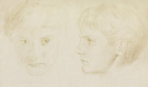 エドワードロバートヒューズ、1867年16歳（紙にチョーク） 作： Charles Fairfax Murray