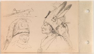 Palaneapape (Struck-by-Ree または Struck-by-Arikara) と犬 Travois (葉 21 の裏面) の研究 作： Charles Ferdinand Wimar