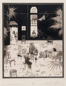 1933年以前のアメリカのクラブライフ、ピクニッカーズ（紙にペンとインクウォッシュ） 作： Charles Forbell