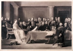 1846年、王位継承に関する評議会を主宰するヴィクトリア女王 作： Charles Fox
