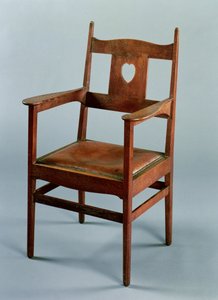 アームとドロップインシート付きダイニングチェア、1902年頃（オーク） 作： Charles Francis Annesley Voysey