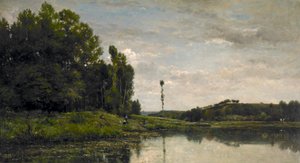 オーヴェルのオワーズの銀行 作： Charles Francois Daubigny