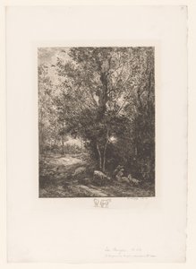ヤギ飼いが休む森 ル ベルジェ エ ラ ベルジェール 作： Charles Francois Daubigny