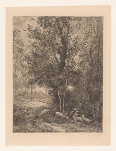 ヤギ飼いが休む森 ル ベルジェ エ ラ ベルジェール 作： Charles Francois Daubigny