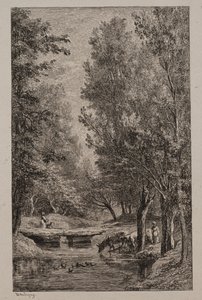 ヴァルモンドイスの小川c。 1862年。 作： Charles Francois Daubigny