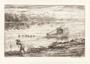 ロープを引っ張るキャビンボーイ 作： Charles Francois Daubigny