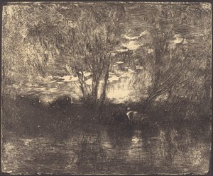 水飲み場の牛 作： Charles Francois Daubigny