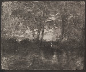 水飲み場の牛 作： Charles Francois Daubigny