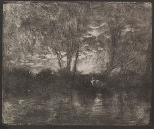 1921年に印刷された1862年のオリジナルウォータープレイスの牛。 作： Charles Francois Daubigny