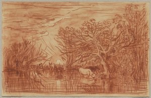 水飲み場の牛、1863年 作： Charles Francois Daubigny