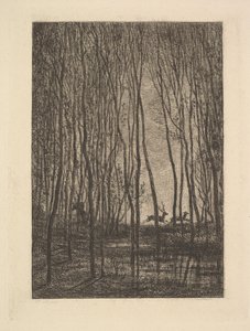 森の中の鹿、1850。 作： Charles Francois Daubigny