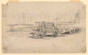図面、農耕用ワゴン、1850年頃 作： チャールズ・フランソワ・ドービニー