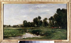 La vallee de l "チャールズ・フランソワ・ドービニーによるアルケス絵画 作： Charles Francois Daubigny