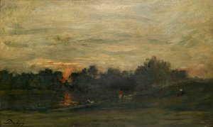風景。サンセット 19世紀半ば 作： Charles Francois Daubigny
