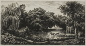 マーシュ ウィズ スタッグズ 作： Charles Francois Daubigny