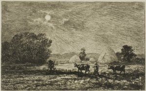 ヴァルモンドワの月明かり 作： Charles Francois Daubigny