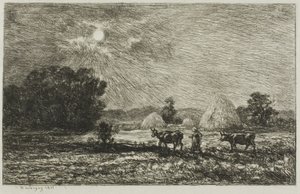 ヴァルモンドワの月明かり 作： Charles Francois Daubigny
