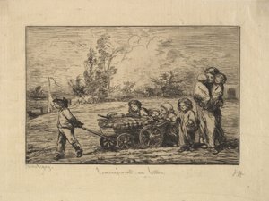 ボートに移動、1861。 作： Charles Francois Daubigny