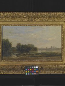 On The Oise (木に油彩) 作： Charles Francois Daubigny