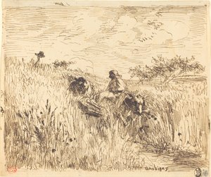 麦畑の小道 作： Charles Francois Daubigny