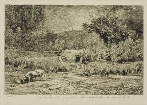 果樹園の豚 作： Charles Francois Daubigny