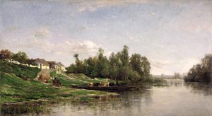 川の情景、1859 作： Charles Francois Daubigny