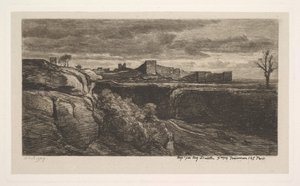 クレミューイゼール城の遺跡、1850年。