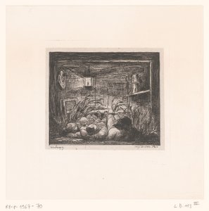 キャビンで眠っている男性 Coucher à bord du Bottin 水辺の風景と出来事の連載（連載タイトル） ボヤージュ・アン・バトー（シリーズタイトル） 作： Charles Francois Daubigny