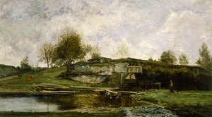 オプテヴォスバレーの水門、1854年 作： Charles Francois Daubigny