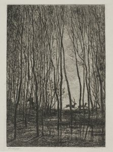 森の中の雄鹿 作： Charles Francois Daubigny