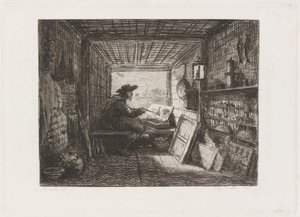 船上のスタジオ (Le Bateau-atelier) 作： Charles Francois Daubigny