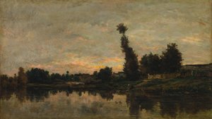 オワーズ川に沈む夕日 作： Charles Francois Daubigny