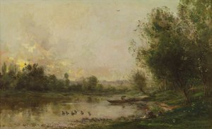 オワーズの銀行、1873 作： Charles Francois Daubigny