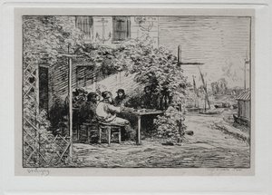 ボートトリップ：アニエールで乗船前の昼食 作： Charles Francois Daubigny