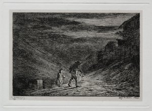 ボートトリップ：宿屋の探求、1861年。 作： Charles Francois Daubigny