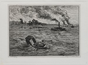 ボートトリップ：蒸気船または汽船に気をつける、1861。 作： Charles Francois Daubigny