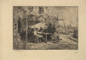 アニエールでの別れの朝食、1861年。 作： Charles Francois Daubigny