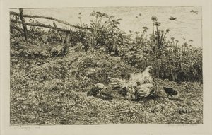 めんどりとひよこ 作： Charles Francois Daubigny