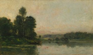 メリー・シュル・オワーズの丘、オーヴェルの向かい 作： Charles Francois Daubigny