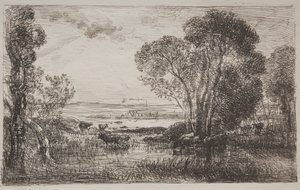 油圧機械、オリジナルの印象1862、1921年に印刷。 作： Charles Francois Daubigny