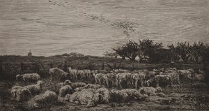 大きな羊の囲い 作： Charles Francois Daubigny