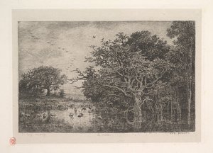 沼地、1851年。 作： Charles Francois Daubigny